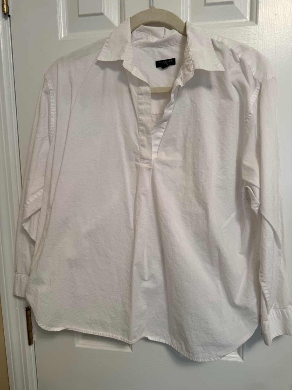 Talbots White Casual Button-Down Popover Shirt